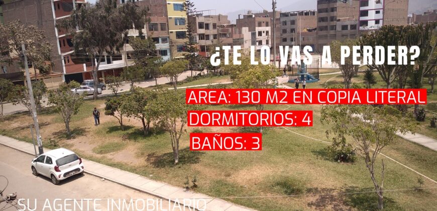 VENDO DEPARTAMENTO DE 124 M2 INSCRITO EN LA SUNARP CON CALIDADES DE LUJO Y FRENTE A PARQUE