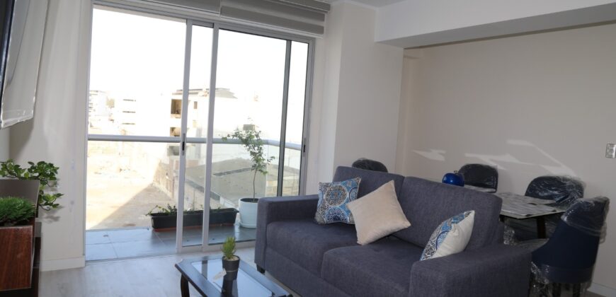 Departamento Amoblado · 58 m² · 1 Dormitorio · 1 Estudio · 2 Baños · 1 Cochera