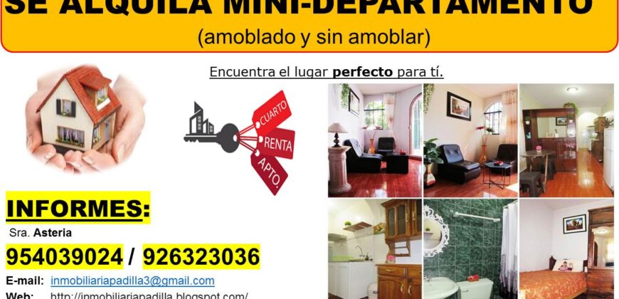 SE ALQUILA LINDO MINIDEPARTAMENTO AMOBLADO INDEPENDIENTE EN EL SANTIAGO DE SURCO PARA PERUANOS Y EXTRANJEROS 954039024