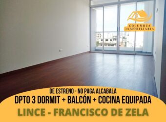 Lince FRANCISCO de ZELA – Departamento de 3dorm + Balcón + Cocina Equipada – DE ESTRENO!